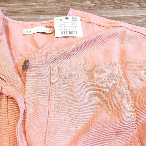 NWT! Zara Girls Pink Denim Jumpsuit Size 7 - Picture 3 of 5